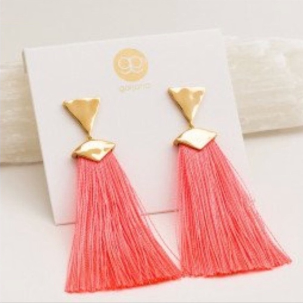 Gorjana tassel earrings Hot pink and gold